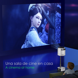 DAM Video proyector LED TS 1, Full HD 1080P. Android 9.0, WiFi, 1200 ANSI, stand regulable. Duplicación pantalla. Netflix, Youtube, etc. 14,5x14x23 Cm. Color: Negro