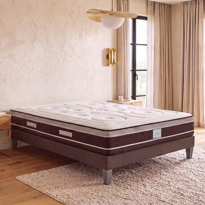 Ensemble Matelas Hybride Divin & Sommier KIT15, Soutien ferme, 28 cm, Technologie tri-lattes