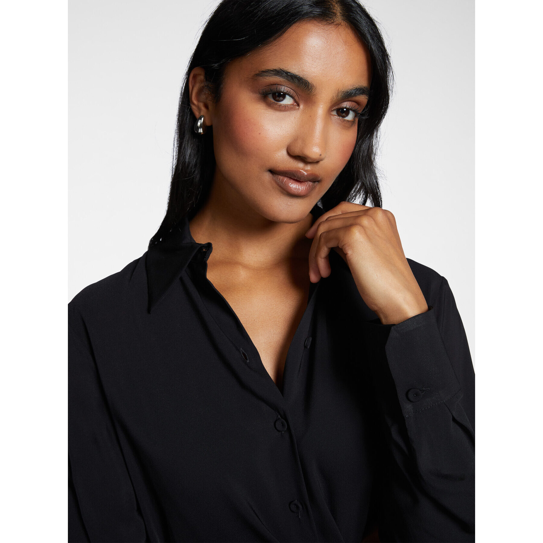 Elena Mirò - Camisa masculina de georgette - Negro