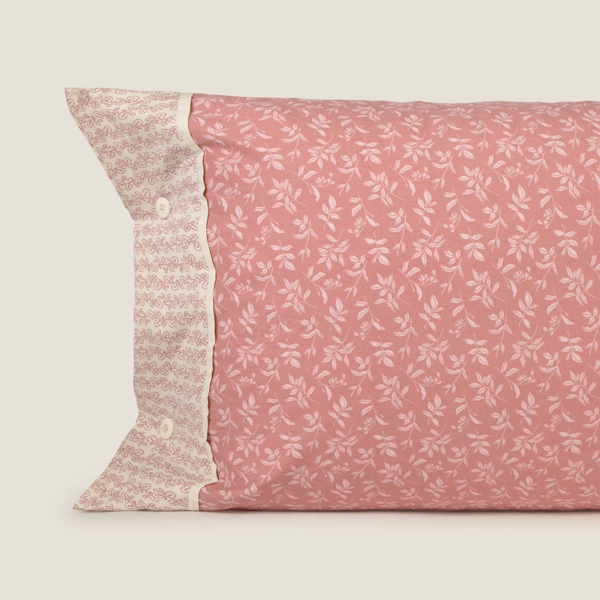 Funda de almohada algodón estampado floral Ritpat color rosa 100% Algodón