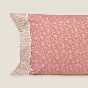 Funda de almohada algodón estampado floral Ritpat color rosa 100% Algodón