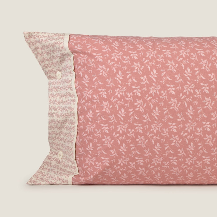 Funda de almohada algodón estampado floral Ritpat color rosa 100% Algodón