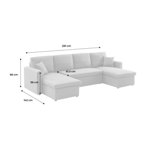 Canapé panoramique convertible 4 places tissu URBAN