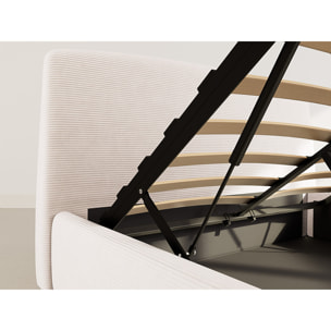 Juliette - lit coffre - 160x200 cm - en velours côtelé - Beige