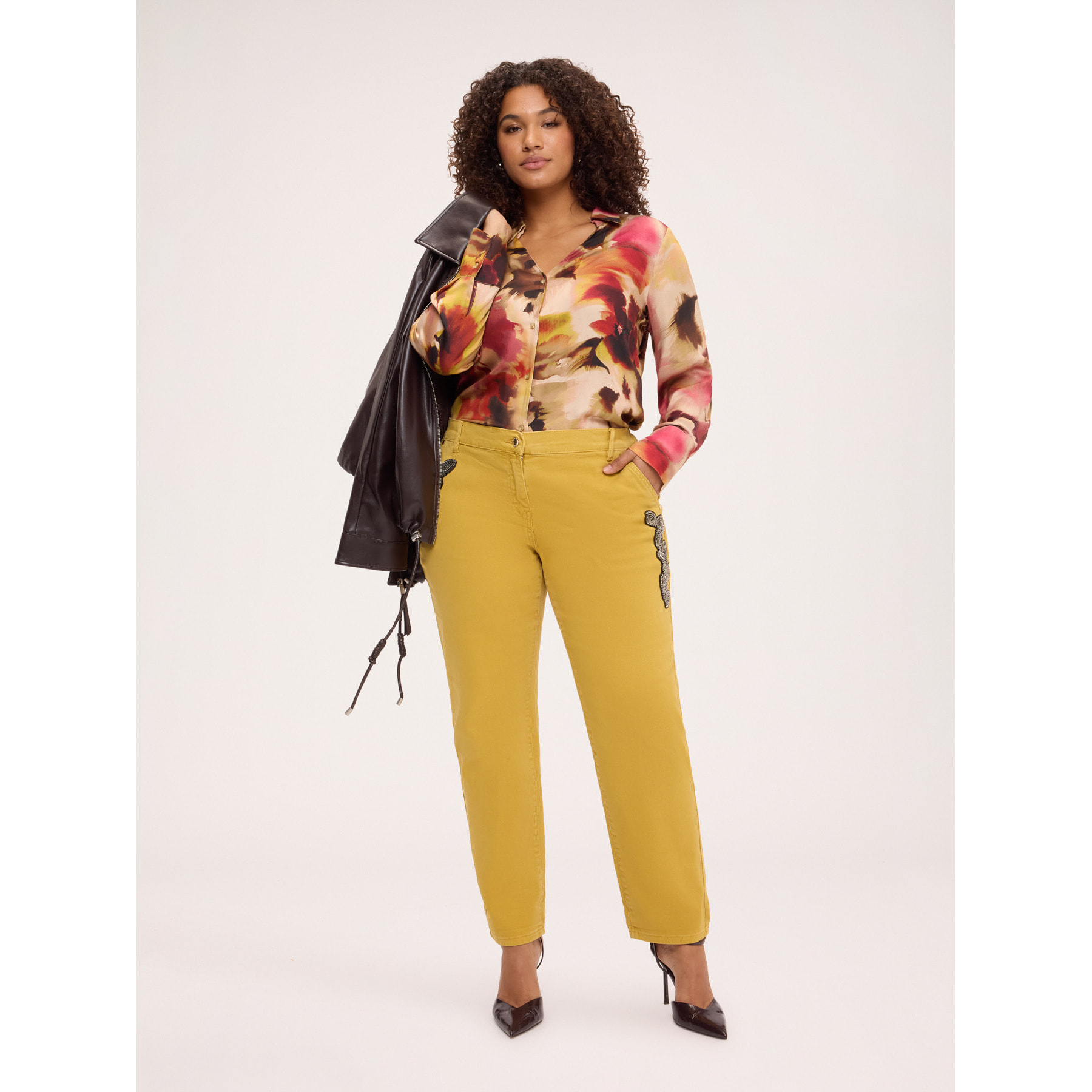 Fiorella Rubino - Camicia con stampa floreale in raso - Beige