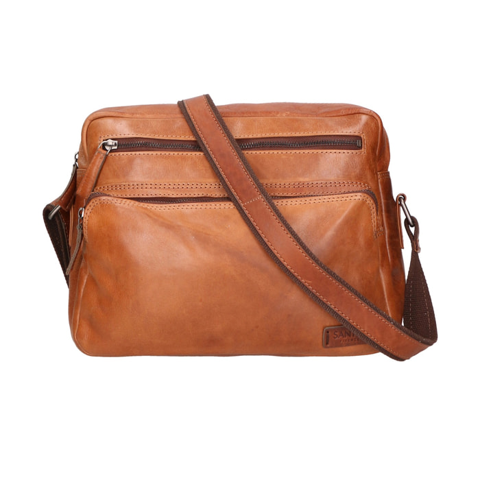 Borsa a tracolla unisex in vera pelle - Modello False - 100% pelle di vacchetta - 31.0 x 23.0 x 11.0 cm