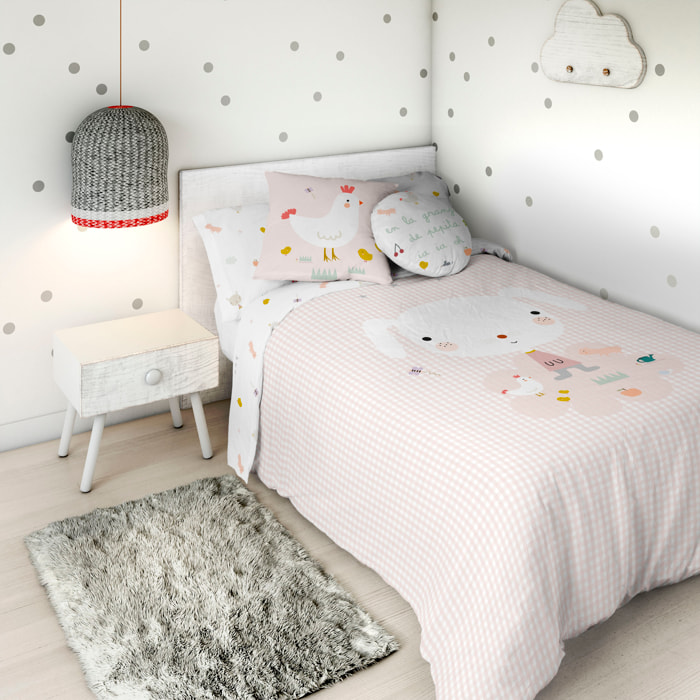 Haciendo el Indio - Funda Nórdica Estampada - Reversible - Infantil - Cierre Solapa - 100% Algodón - Incluye 1 Funda de Almohada - Granja