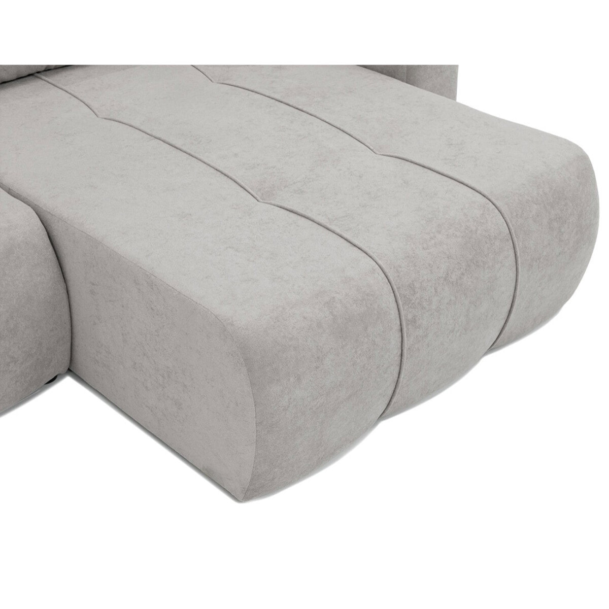 Nicole - Canapé d'angle réversible 5 places convertible avec coffre en tissu - Gris clair