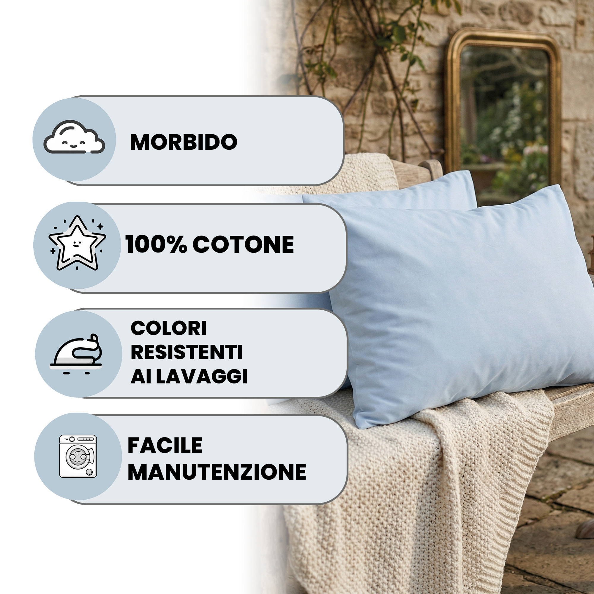 COPPIA FEDERE MAX COLOR, 100% Cotone, Made in Italy - AZZURRO