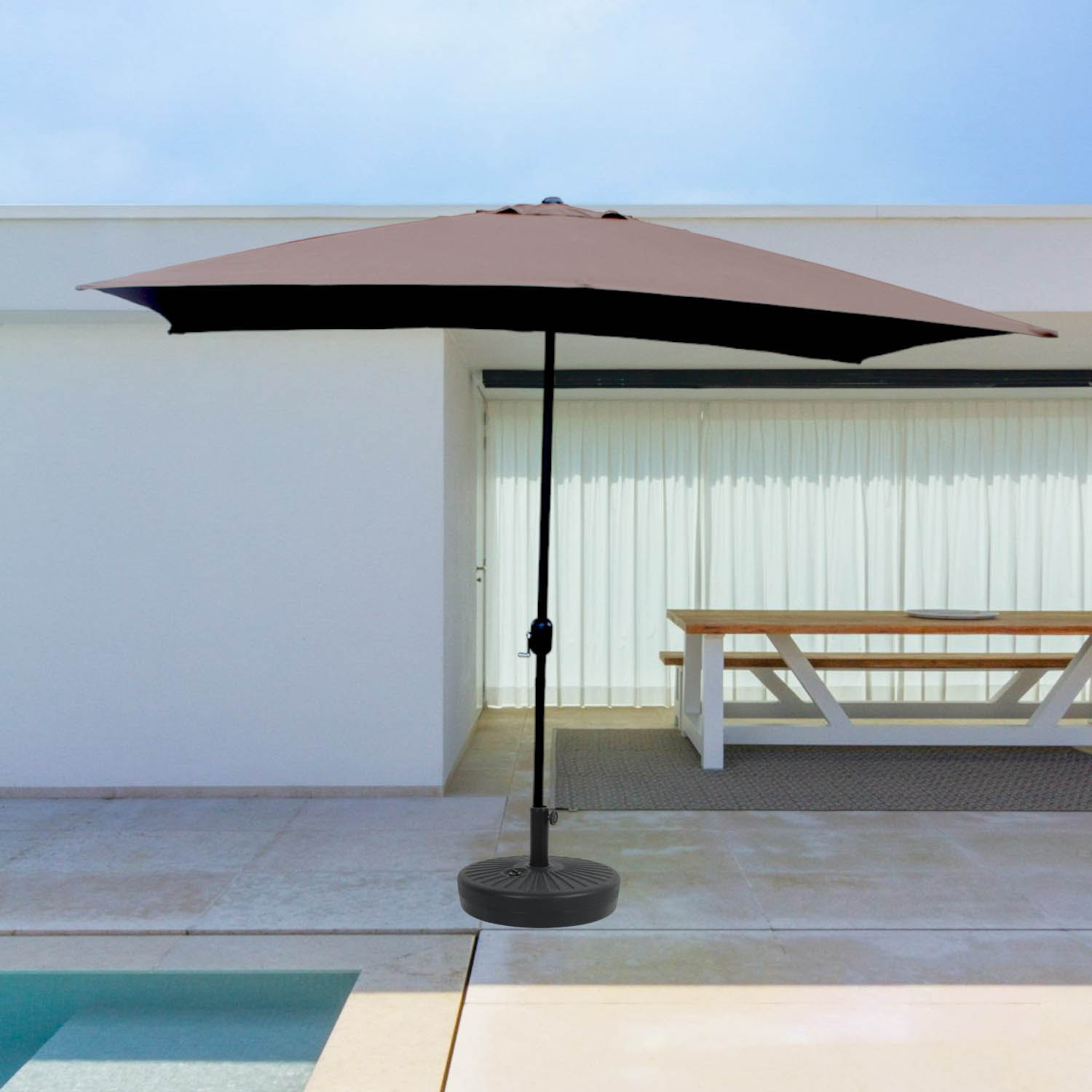 Parasol  marron  rectangle 2,93 x 1,93 m LIGURIA