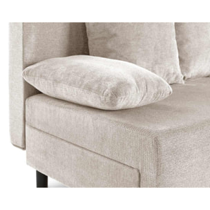 Gloria - canapé d'angle réversible 4 places convertible avec coffre en tissu texturé - Beige