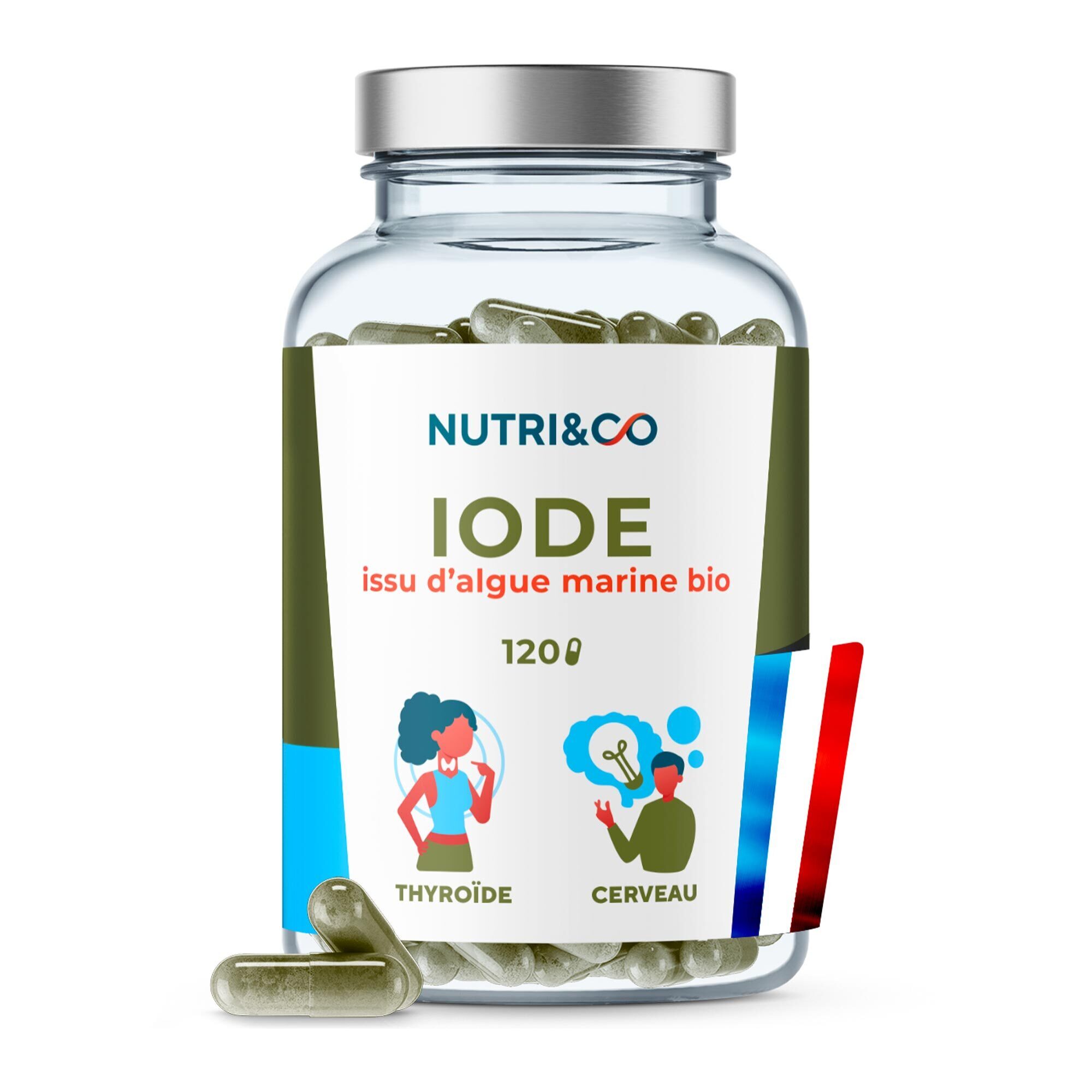 Nutri&Co Iode d'Algue Marine Bio Soutien de la Thyroïde - 120 gélules Vegan