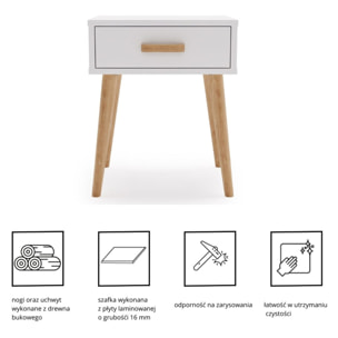 Comodino Luna bianco in stile scandinavo