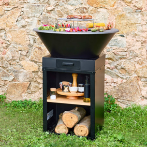 Brasero barbecue Ø81.5cm avec grille de cuisson et espace de rangement