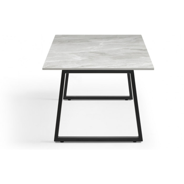 Table basse en céramique 120x60cm gris brillant - 7 piètements - UNIK