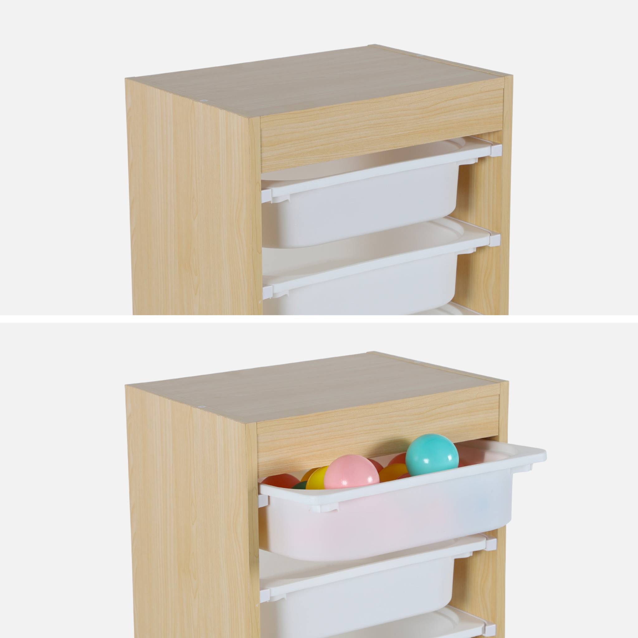 Meuble de rangement enfant 4 bacs de rangement. 41.5 x 30 x 89cm (Lot de 2) naturel