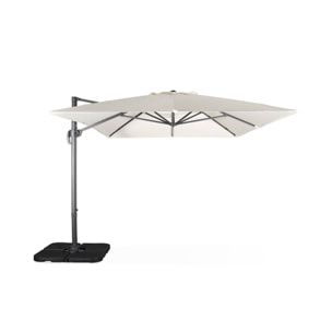 Parasol déporté rectangulaire écru 3x4m + dalles à lester 50x50cm