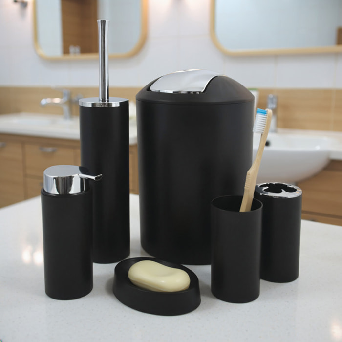 Ensemble 6 accessoires PP HANNAH 6 pièces Noir mat MSV