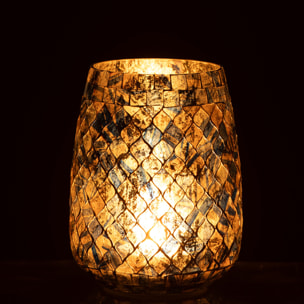J-Line bougeoir Mosaïque - verre - gris bleu