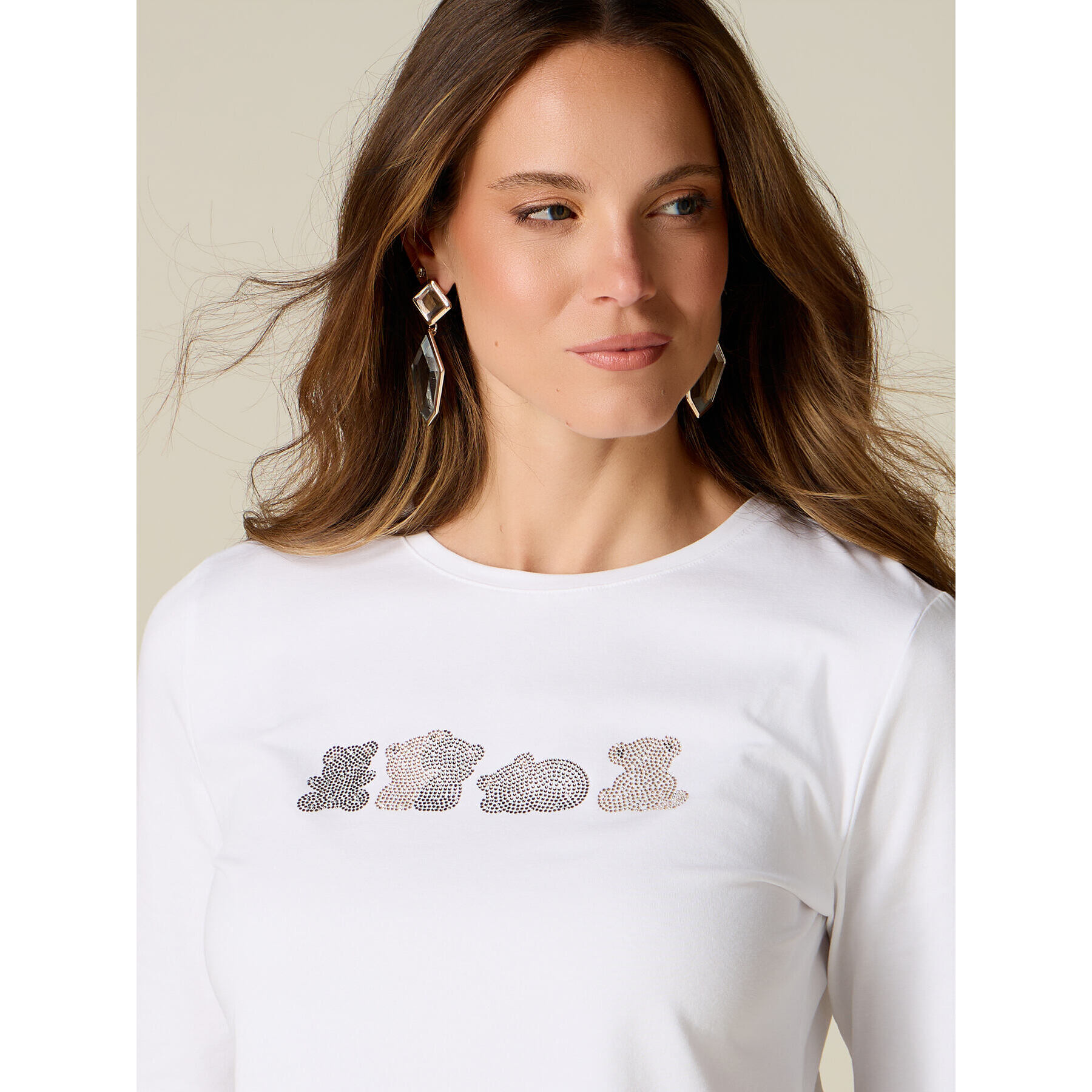 Oltre - T-shirt con micro cristalli - Bianco