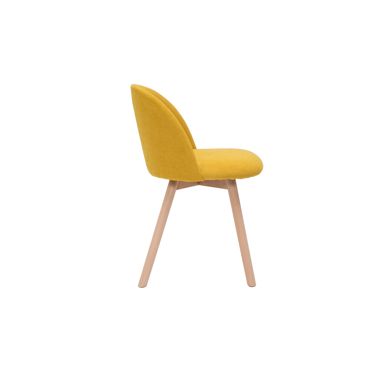 Chaises scandinaves en tissu effet velours jaune moutarde et bois clair massif (lot de 2) CELESTE