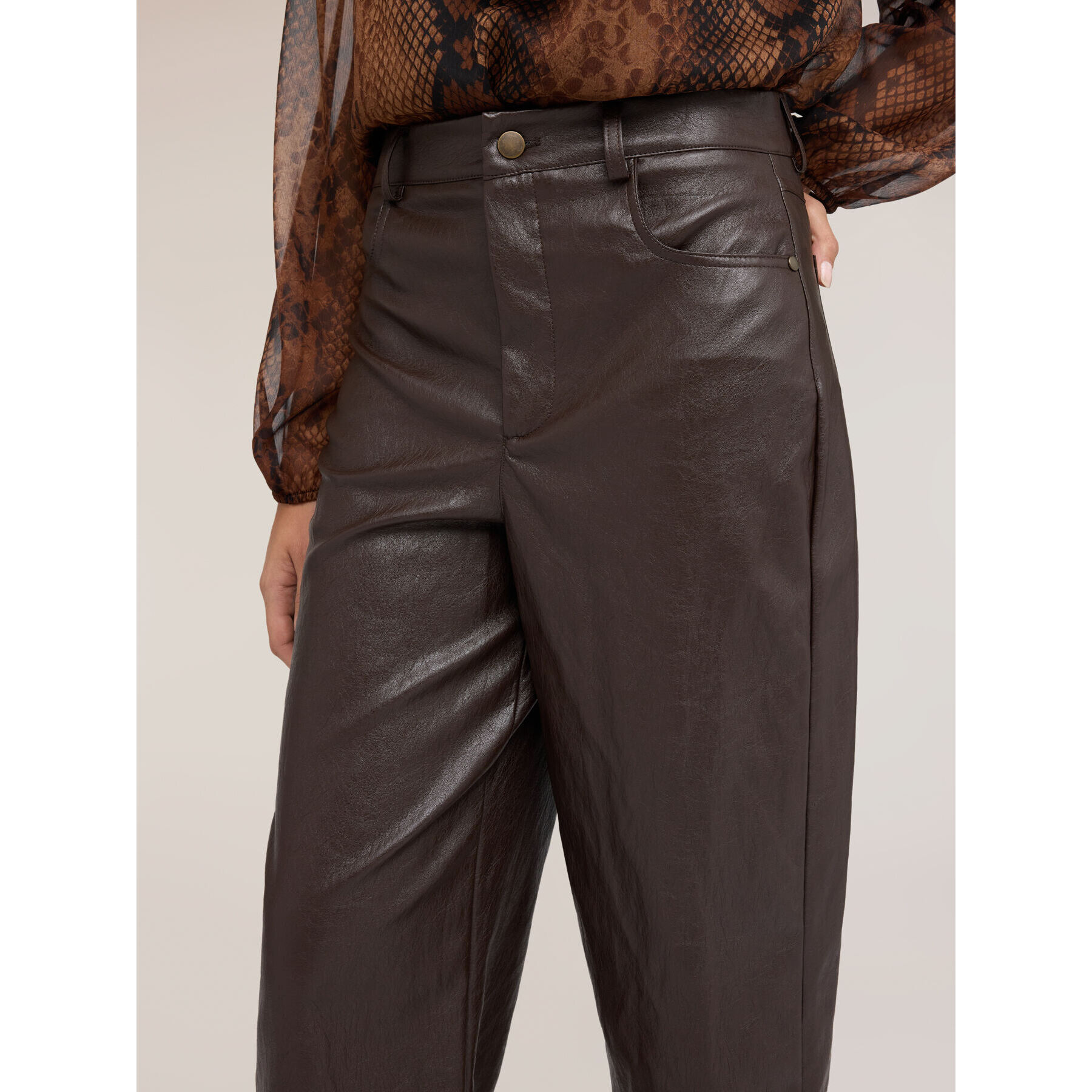 Motivi - Pantaloni palazzo lucidi - Marrone