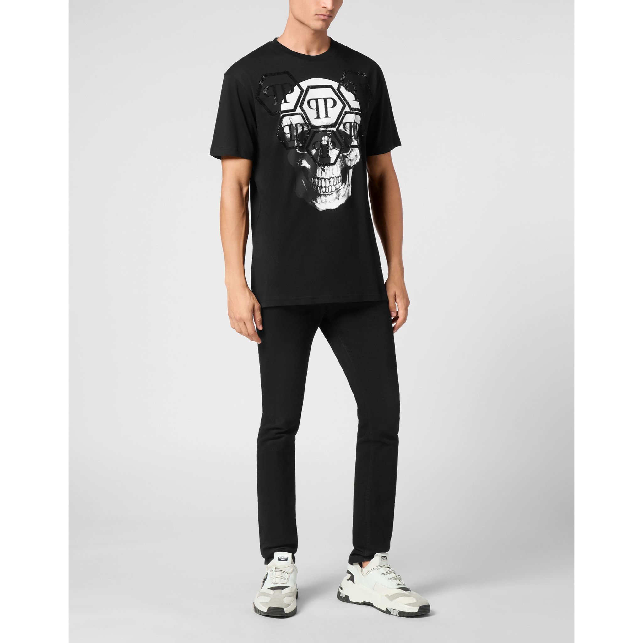 PHILIPP PLEIN Camiseta de cuello redondo y manga corta SKULL
