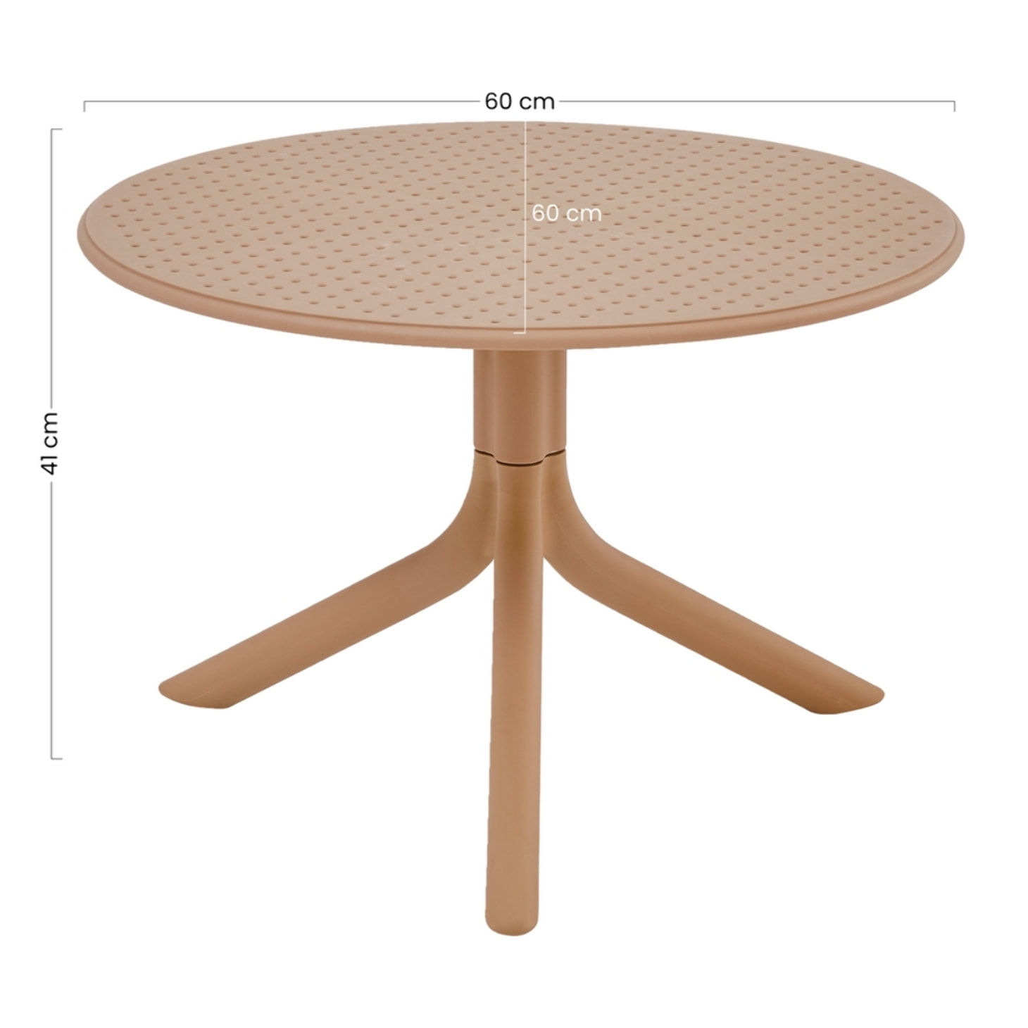 Tavolino basso da esterno in polipropilene 60x60x41cm tortora – Obidos