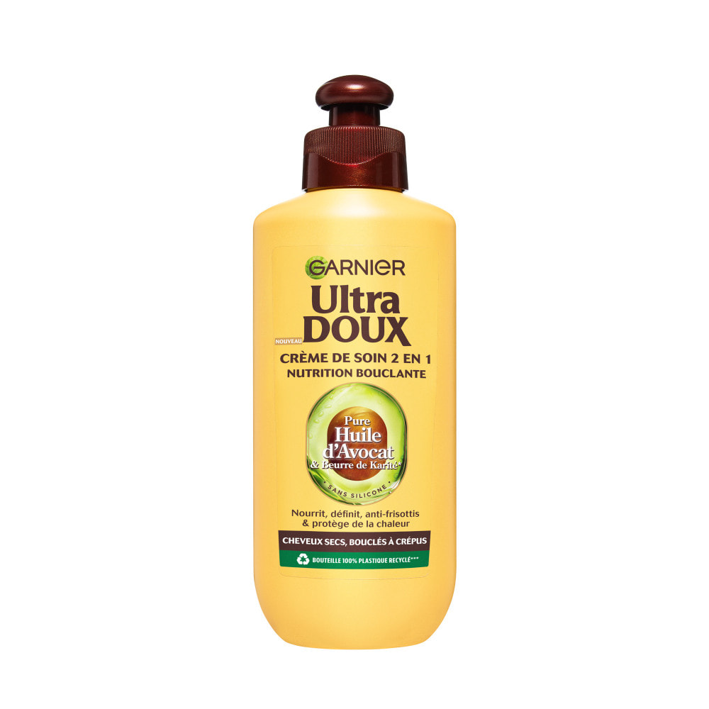 Lot de 6 - Garnier Ultra Doux Pure Huile d'Avocat & Beurre de Karité Crème de Soin 2-en-1 Nutrition Bouclante 200ml - Homme & Fe