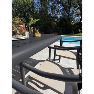 HANOI - Ensemble repas de jardin en aluminium 6 places coloris anthracite