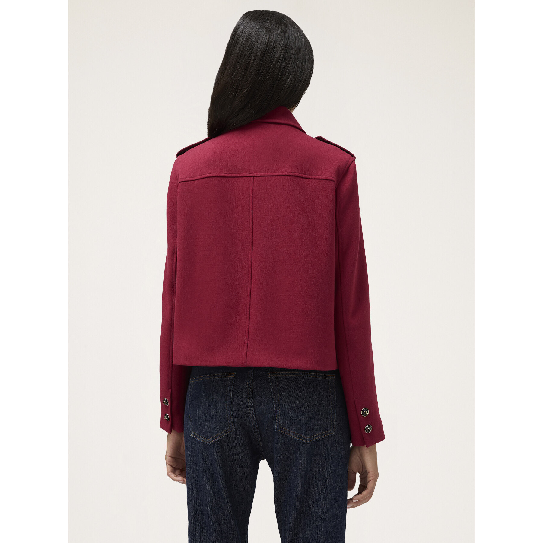 Motivi - Chaqueta de botonadura simple con adornos - Burgundy