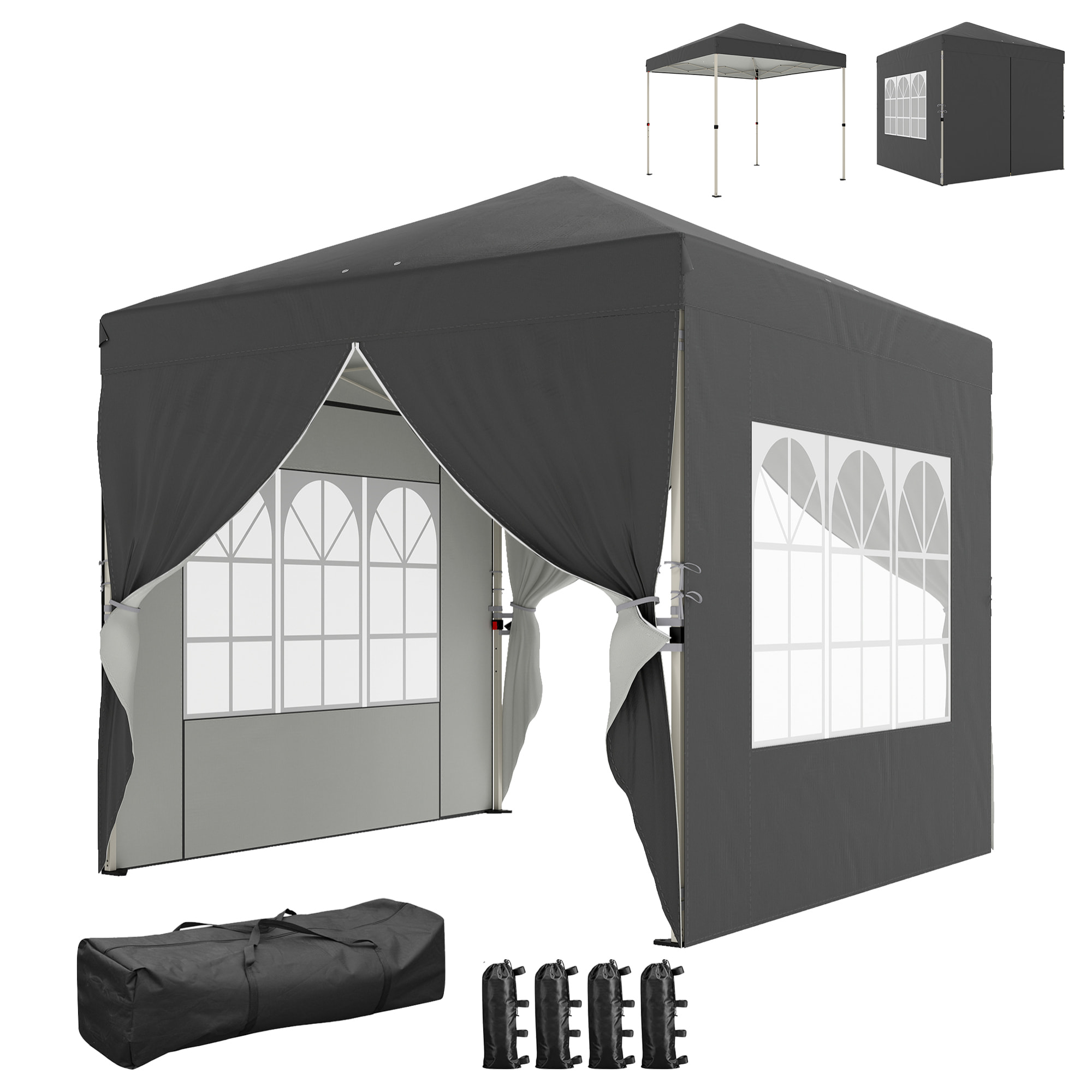 Tonnelle barnum pliable pop-up 2,5x2,5m sacs de lestage et transport inclus