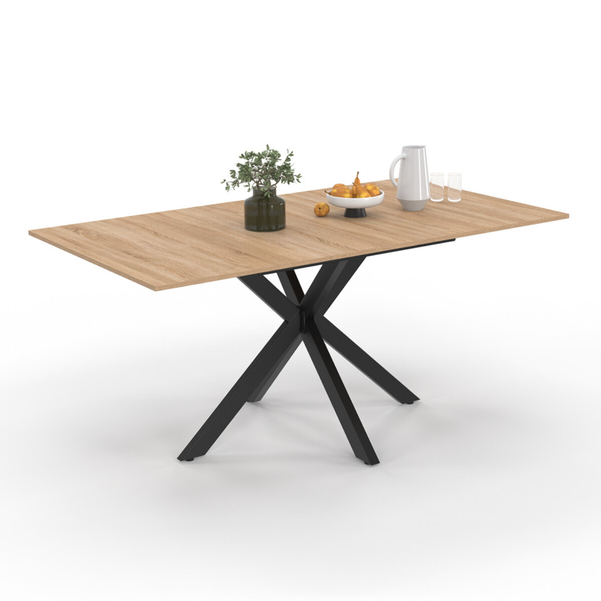 Table à manger extensible Spider 120-160cm bois et noir