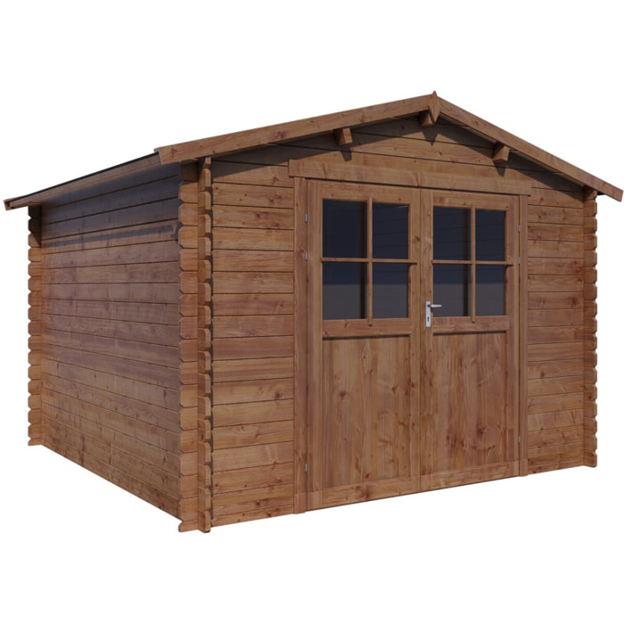 Abri de jardin en bois "Willow" - 9,3 m² - 28 mm - Marron