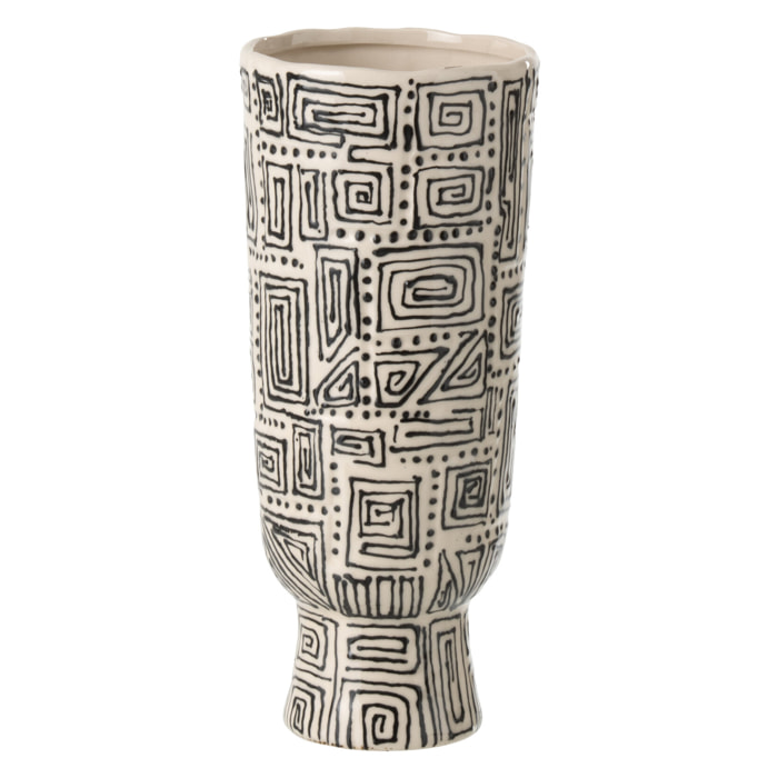 J-Line Vase Motif - céramique - blanc cassé/noir - small