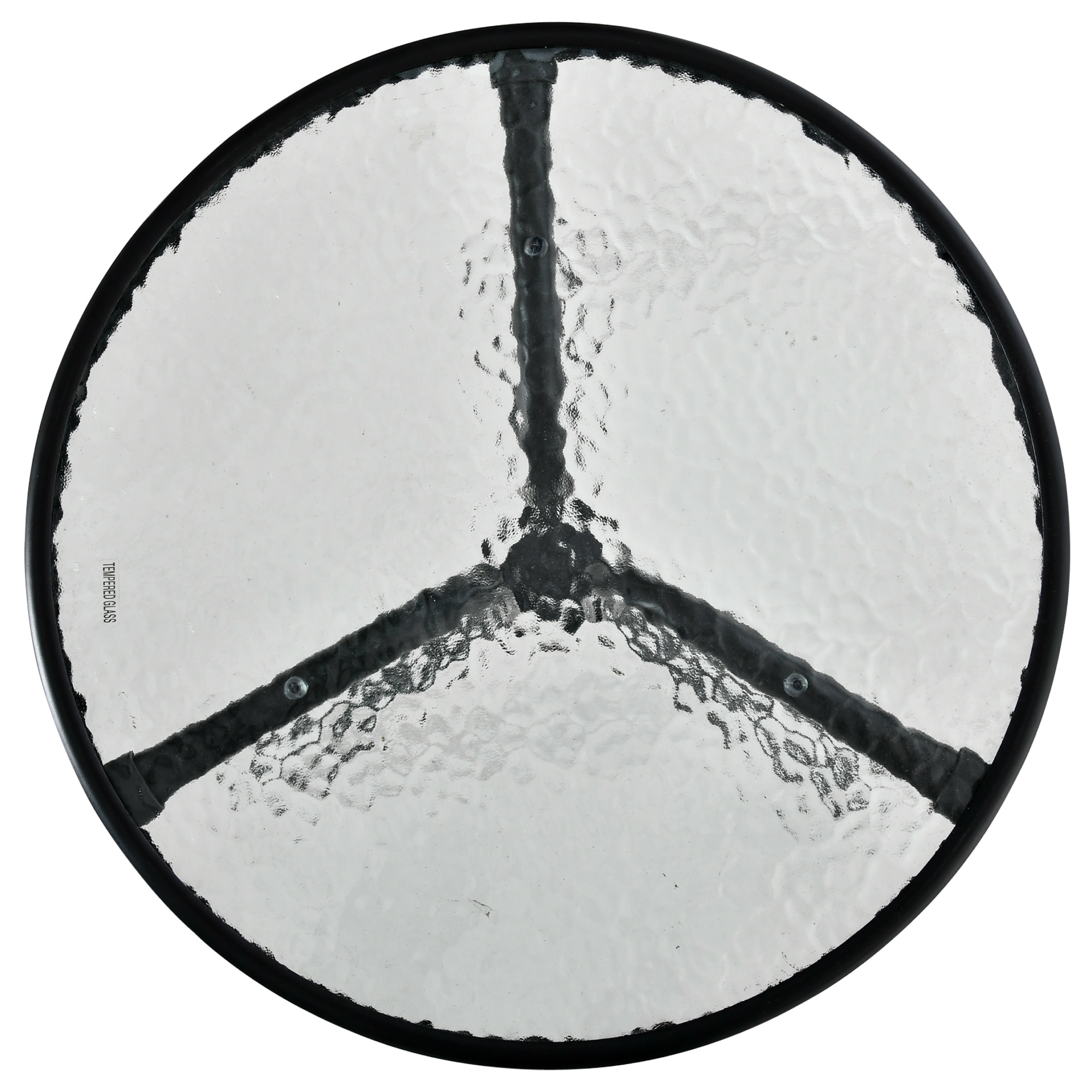 Mesa de Jardín Redonda con Tablero de Cristal para Patio Terraza Ø50x55 cm Negro