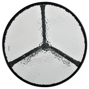 Mesa de Jardín Redonda con Tablero de Cristal para Patio Terraza Ø50x55 cm Negro