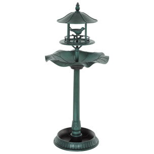 Bain d'oiseaux abreuvoir pour oiseaux jardinière 3 en 1 dim. Ø 50 x 113H cm polypropylène vert antique