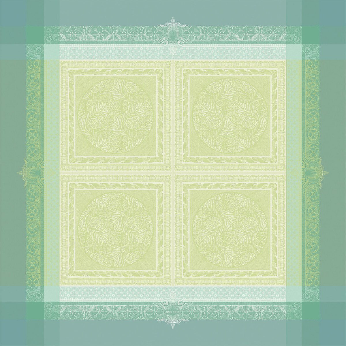 Nappe anti tache pur coton motif jacquard Isabelle amande