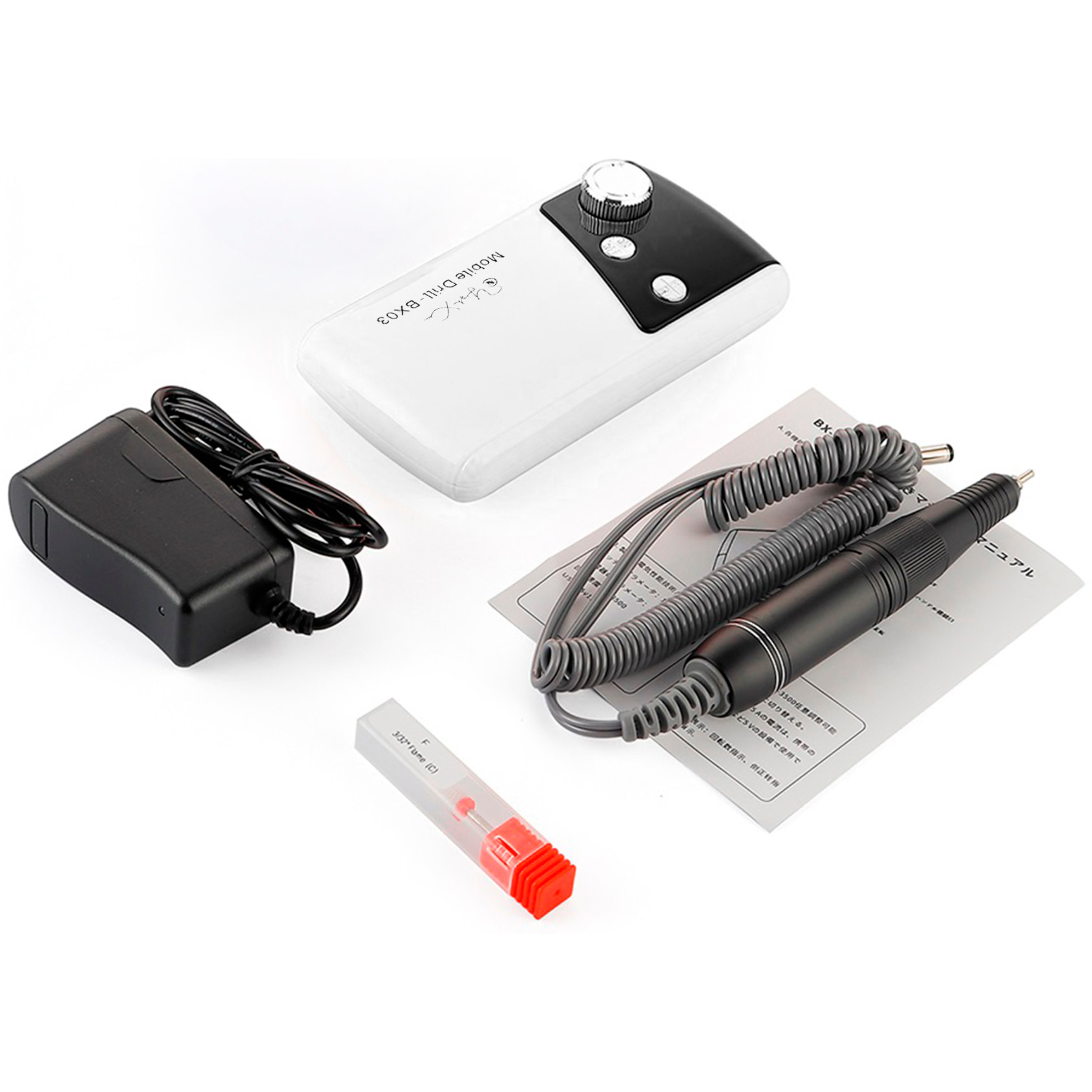 Pulidora de uñas con batería recargable de 2000mAh, hasta 35.000rpm. Velocidad regulable. Incluye 1 cabezal de pulido.