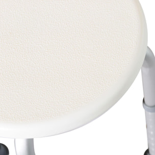 Tabouret de douche réglable en hauteur siège de douche ergonomique pieds antidérapants charge max. 136 Kg alu HDPE blanc