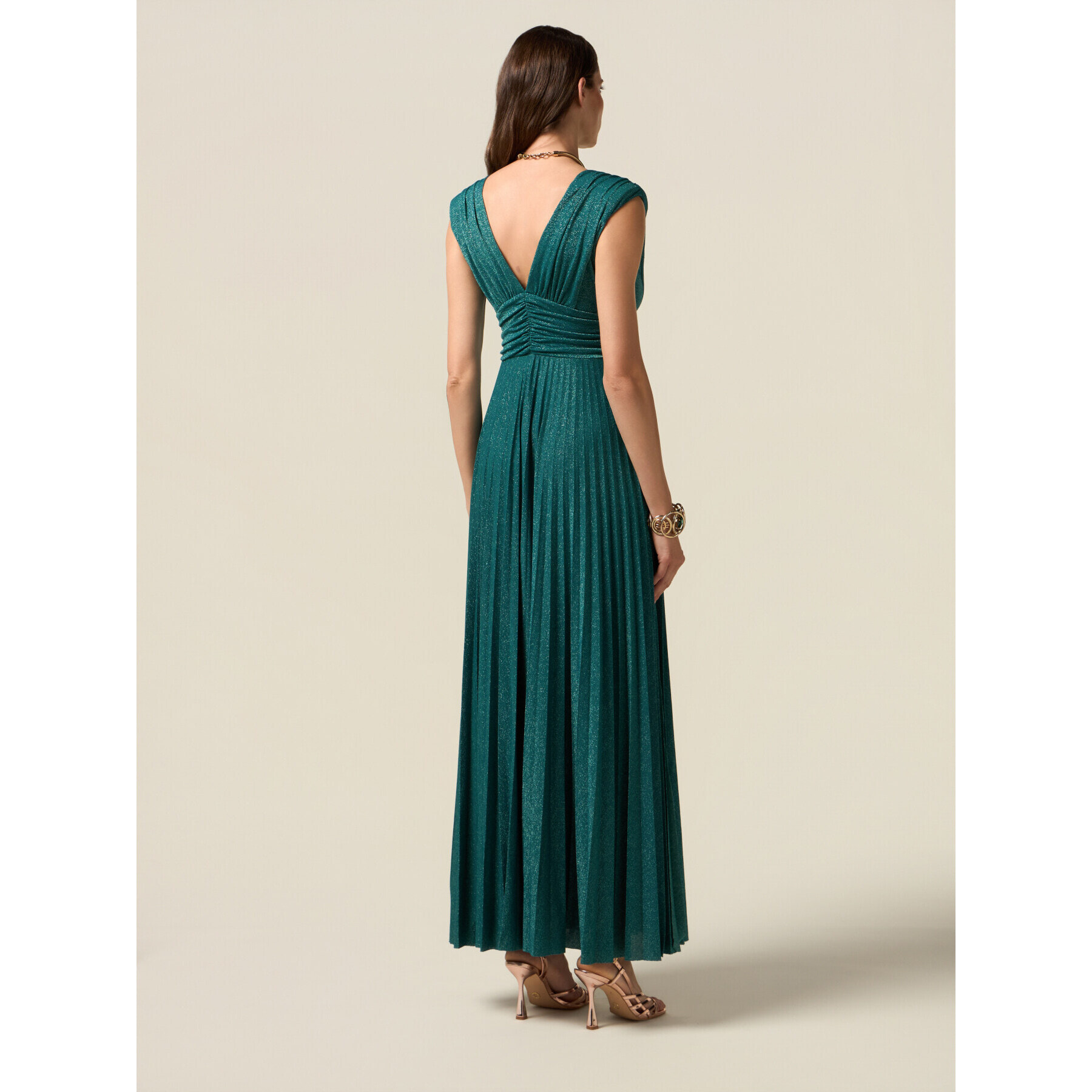 Oltre - Vestito lungo in jersey lurex plissé - Ottanio