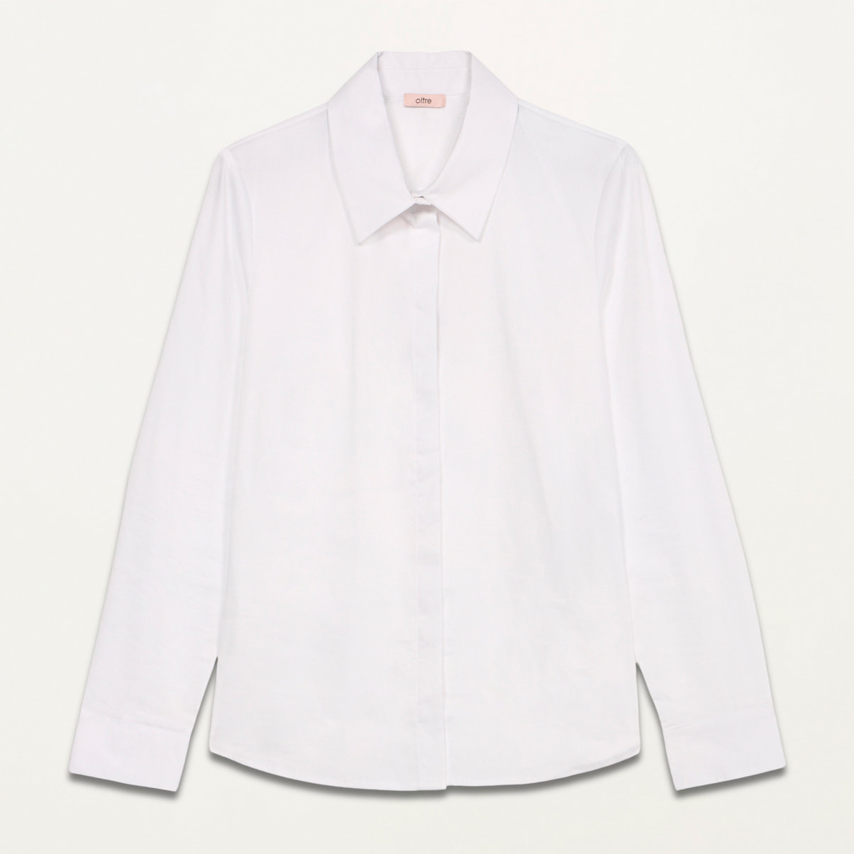 Oltre - Camisa popelín botón joya - Blanco