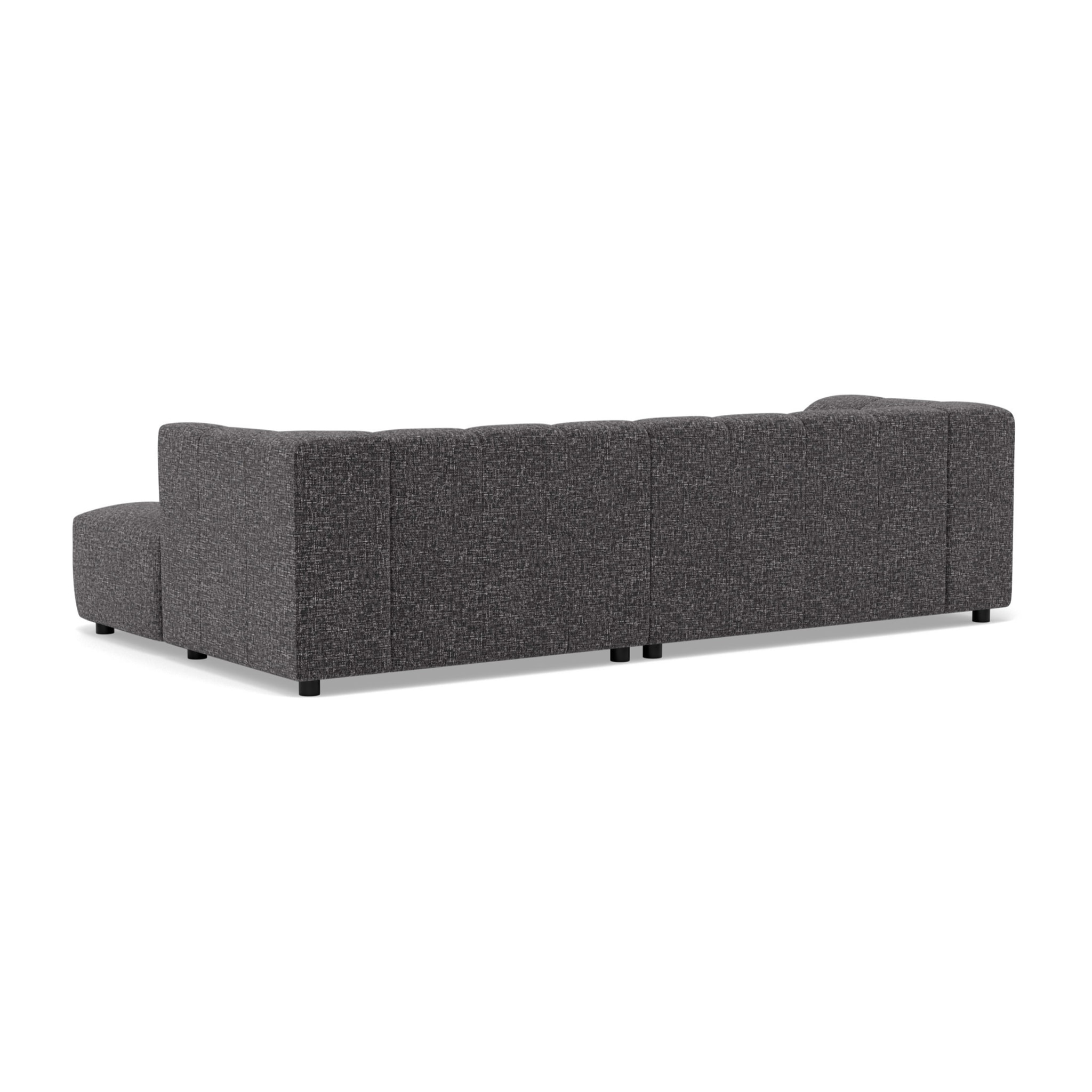 Curtis - canapé d'angle droit 4 places avec accoudoir en tissu texturé - Gris foncé