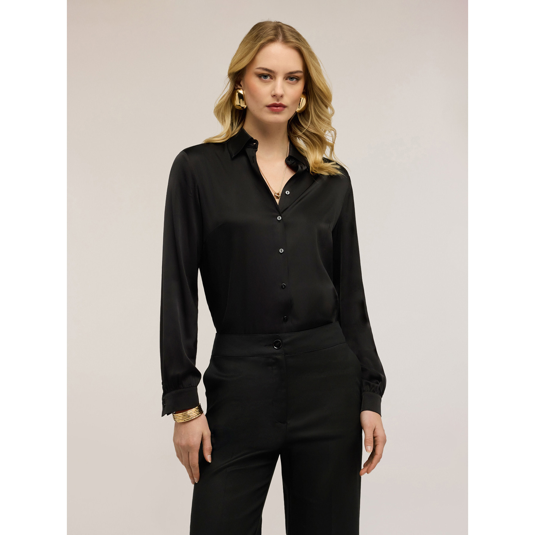 Motivi - Camisa de satén de viscosa - Negro