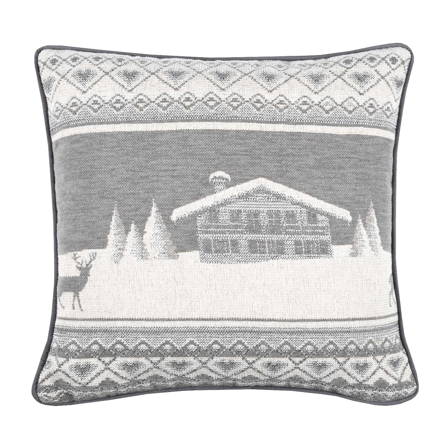 Coussin au style esprit de montagne - Gris clair