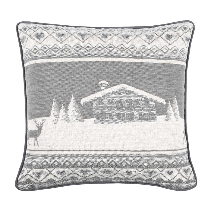 Coussin au style esprit de montagne - Gris clair