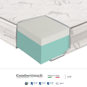 "Amber" H27 cm 140x200 2 guanciali Memory OMAGGIO sfoderabile a molle insacchettate indipendenti, schiuma poliuretanica e Memory Foam