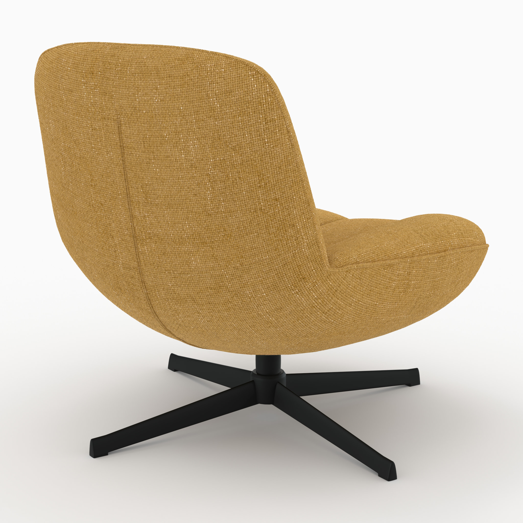 Fauteuil pivotant en tissu effet velours jaune moutarde - Elvis