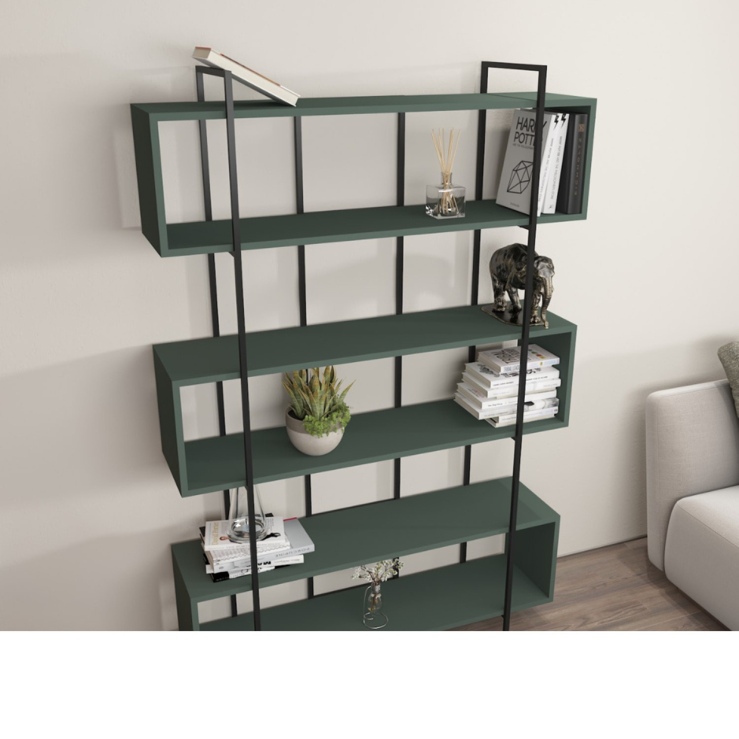 Bibliothèque contemporaine vert 180cm